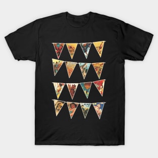 Vintage circus acts performers animals clowns bunting flags T-Shirt